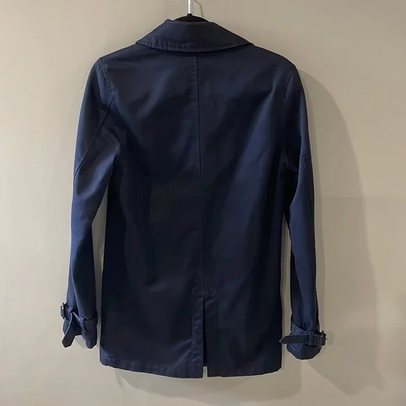 ASOS Trench Coat Navy Blue Size XXS - Picture 2 of 5
